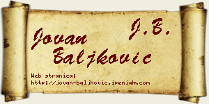 Jovan Baljković vizit kartica